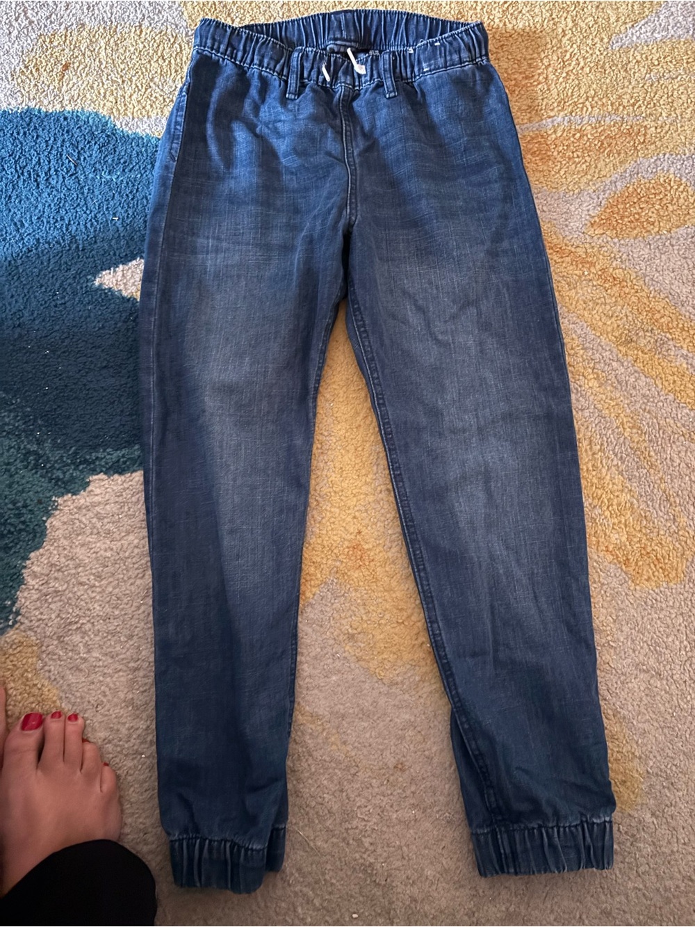 H&M Kids Relaxed Dark Blue Elastic-Waist Denim Joggers